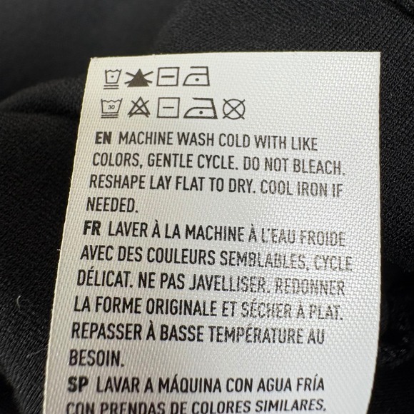 American Eagle Black Long Sleeve Stretchy Mini Dress Boat Neck with Slit Size L - Picture 7 of 13